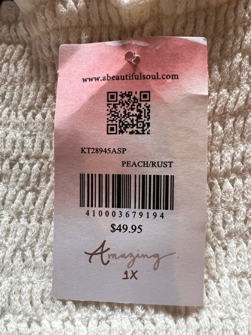 A Beautiful Soul Women’s White and Pink Tiered Smocked Tank Top-1X (NWT) - Picture 5 of 6